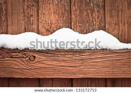 snow on a wooden fence as a background image Royalty-Free Stock Photo #133172753
