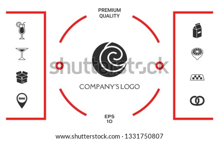 Logo - two spirals are located asymmetrically in a circle - a symbol of interaction, new ideas, development.