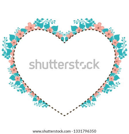 Vector illustration invitation card decoration element with blue leafy flower frames hand drawn