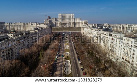 City scape with a busy boulevard on a sunny day Royalty-Free Stock Photo #1331828279