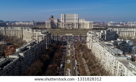 City scape with a busy boulevard on a sunny day Royalty-Free Stock Photo #1331828312