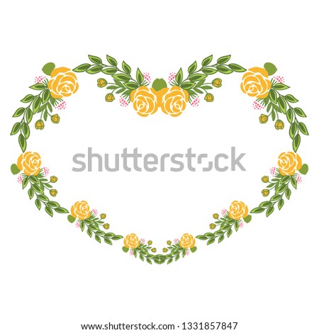 Vector illustration shape yellow rose flower with green leaf design hand drawn