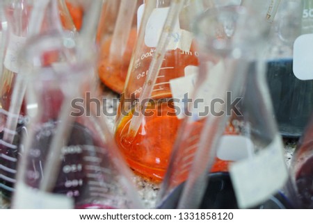 Color and pigment dyestuff solvent base test in textile laboratory Royalty-Free Stock Photo #1331858120