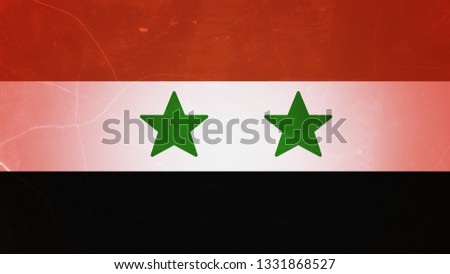 National flag of Syria with cracked texture.