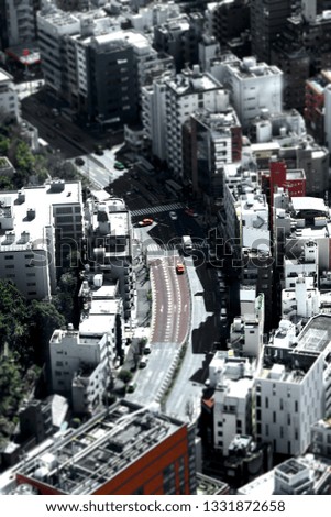 Diorama style picture of the city of Tokyo
