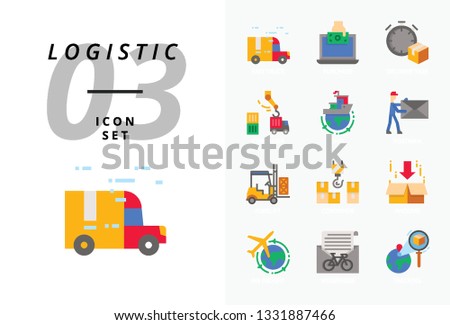 icon pack for logistics , fast truck, purchase, delivery time, forklift, container, packing, container, ship, postman, airfreight, bike messenger, tracking.