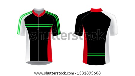 Apparel blank for triathlon, cycling, running competition, marathon and racing games. T-shirt sport design concept. Gaming casual clothing concept. Soccer sportswear. Sublimation print. Tech pack.
