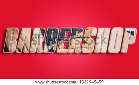  Barbershop -3d text. Creative design for your greeting card, flyers, invitations, posters, brochures, banners, on red background.