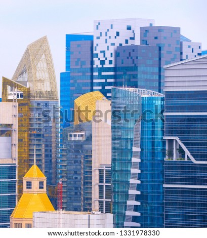 Density of skyscrapers of modern architecture in business district of Singapore