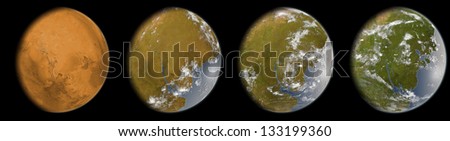Mars Terraforming. Elements of this image furnished by NASA Royalty-Free Stock Photo #133199360