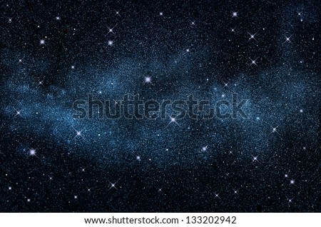 Dark night sky with sparkling stars and planets,illustration