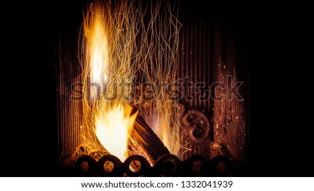 sparks in the fireplace