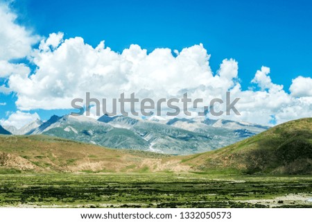 Snow Mountain Grassland Scenery, Tibet, China 