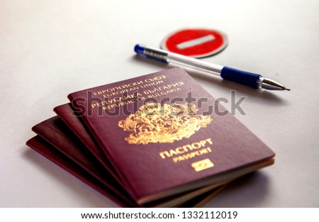 Bulgarian passport, a sign of prohibition
a pen,ban signed Royalty-Free Stock Photo #1332112019