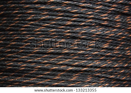 Close up view of  black and red polyester ropes