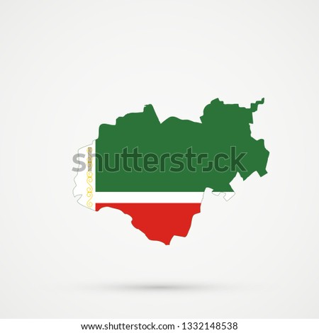 Kabardino-Balkar Republic map in Chechnya flag colors, editable vector.