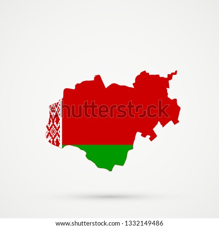 Kabardino-Balkar Republic map in Belarus flag colors, editable vector.