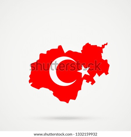 Kabardino-Balkar Republic map in Turkey flag colors, editable vector.