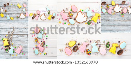 Photo collage. Greeting card Happy Easter