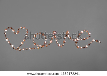 love sign made from metal star chain