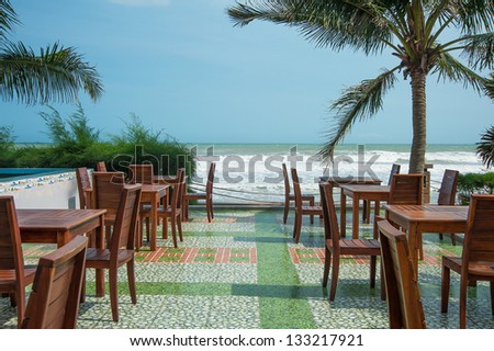 exotic cafe at ocean coast