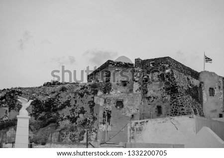 Monochrome Image from Akrotiri village, Santorini island, Greece