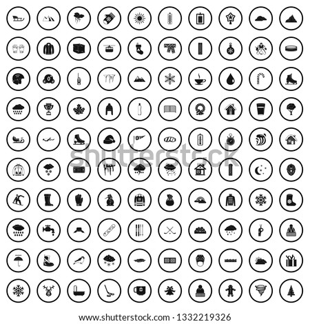 100 snow icons set in simple style for any design vector illustration