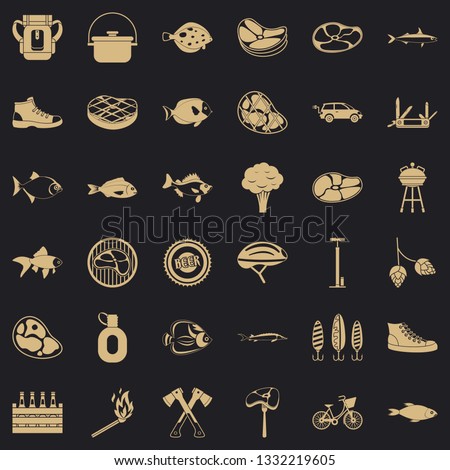 Bbq relaxation icons set. Simple style of 36 bbq relaxation vector icons for web for any design