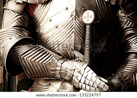 Ancient metal armor - iron detail. Royalty-Free Stock Photo #133224797
