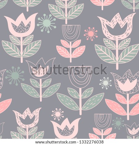 stylized scandinavian flowers. in pastel colors