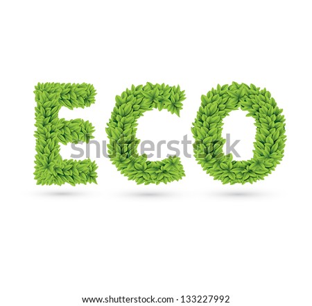 Eco word made of green vector leafs