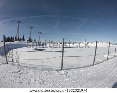 Landscape at a sunny skiing day