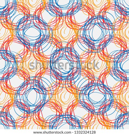 hatching color seamless pattern. Casual texture with hand drawn circles. Stylish colorful doodle