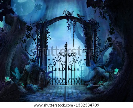 Archway in an enchanted garden Royalty-Free Stock Photo #1332334709