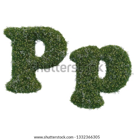 English alphabet and letters of grass and flowers
