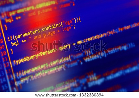 Program code on a monitor 
