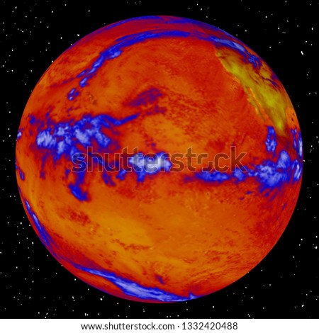 Heat map of the earth. Thermal map. Global warming concept.  Elements of this image furnished by NASA.