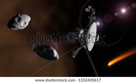 Voyager is flying to the end of solar system. Elements of this image furnished by NASA.