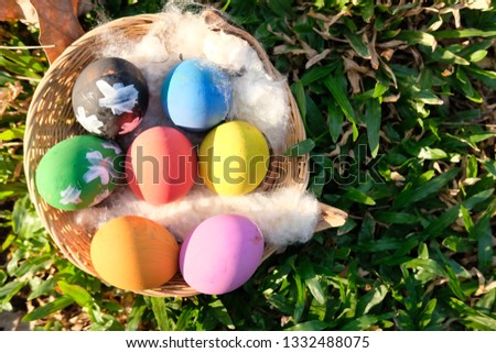 Egg easter day on grass background