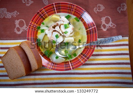 Ukha. Russian home  traditional fish soup.