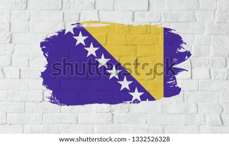 Bosnia and Herzegovina flag on the wall.