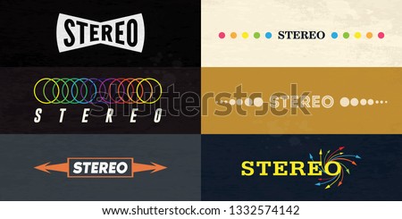 6 Stereo logo on retro style Royalty-Free Stock Photo #1332574142