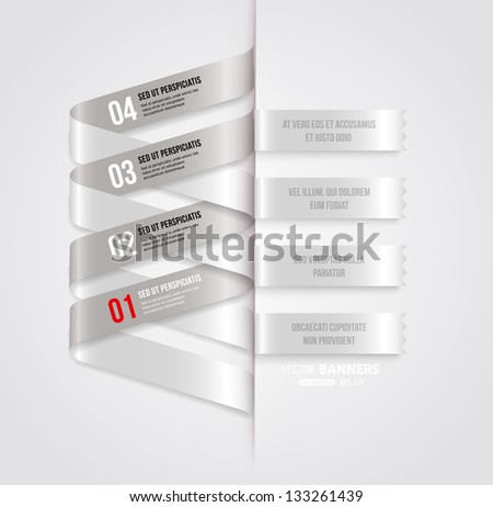 Modern infographic template for business design with ribbons. Can be used for banners, cards, paper designs, website layouts, diagrams and presentations. Vector eps10 illustration.