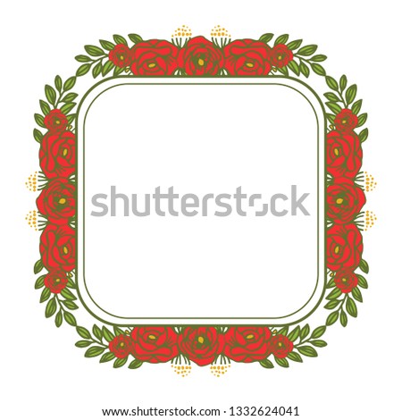 Vector illustration pattern art rose red flower frame with backdrop textures