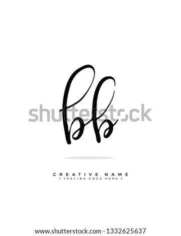 B BB initial logo signature vector. Handwriting concept logo.