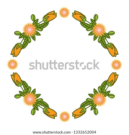 Vector illustration decor beautiful orange floral frame hand drawn