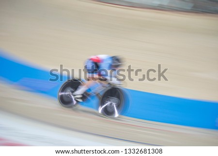 cyclist during the race on the velodrome