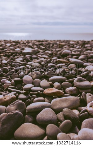 smooth stones of rocky beach