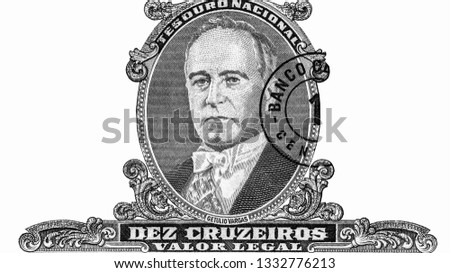 Getulio Dornelles Vargas Portrait from  Brazilian Banknote. 
