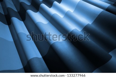 Abstract blue monochrome waved fabric background